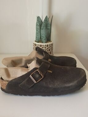 Birkenstock Boston Brown Suede Clogs Size 37 US Women's 6–6.5